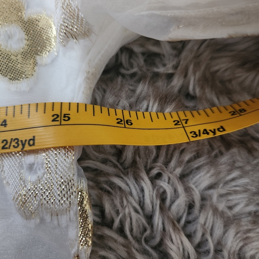 Free People Arianne Elmy White & Gold Organza Good Luck Dress Women's Size Large - Picture 12 of 14